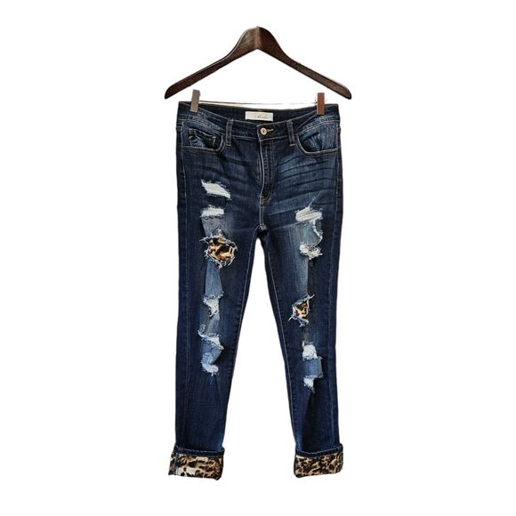 KanCan Denim - KANCAN Jeans Leopard Patches Skinny 11/29‎ KC8191LD Animal Print